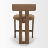 Tribeca Open Back 36.5in Seat Counter Stool | Mocha Fabric w/ Wood from Mercana - Luna Furniture
