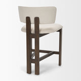 Soho Open Back 35.3in Seat Counter Stool | Cream Fabric w/ Brown Wood from Mercana - Luna Furniture