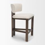Soho Open Back 35.3in Seat Counter Stool | Cream Fabric w/ Brown Wood from Mercana - Luna Furniture