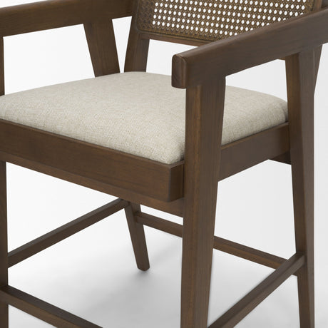 Reid Backless 38in Seat Counter Stool | Brown Wood w/ Cane Back from Mercana - Luna Furniture