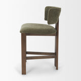 Soho Open Back 35.3in Seat Counter Stool | Olive Fabric w/ Brown Wood from Mercana - Luna Furniture