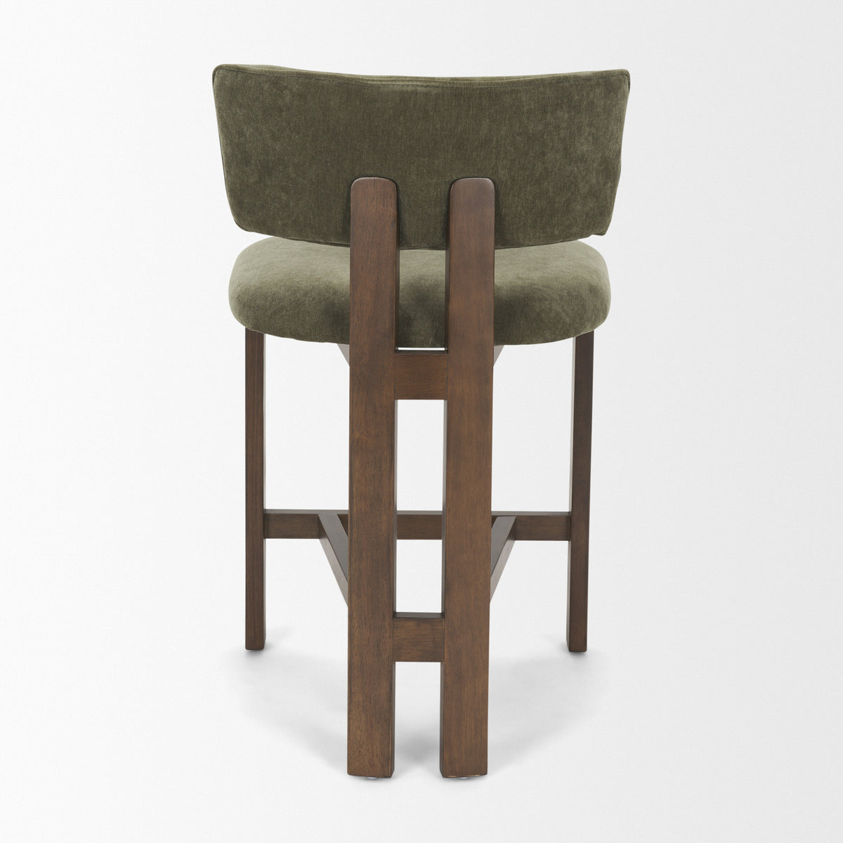 Soho Open Back 35.3in Seat Counter Stool | Olive Fabric w/ Brown Wood from Mercana - Luna Furniture