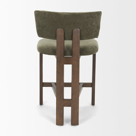 Soho Open Back 35.3in Seat Counter Stool | Olive Fabric w/ Brown Wood from Mercana - Luna Furniture