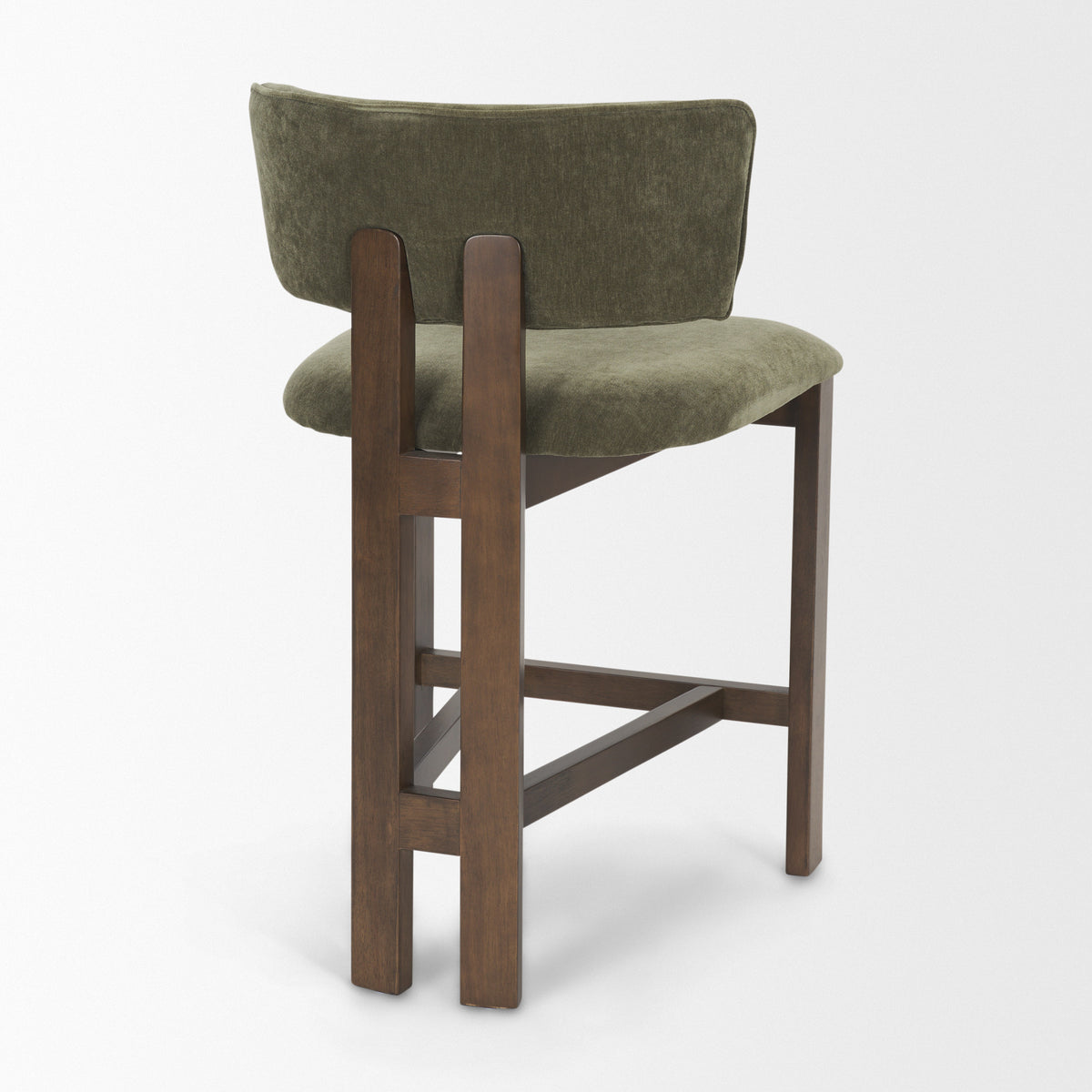 Soho Open Back 35.3in Seat Counter Stool | Olive Fabric w/ Brown Wood from Mercana - Luna Furniture