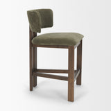 Soho Open Back 35.3in Seat Counter Stool | Olive Fabric w/ Brown Wood from Mercana - Luna Furniture