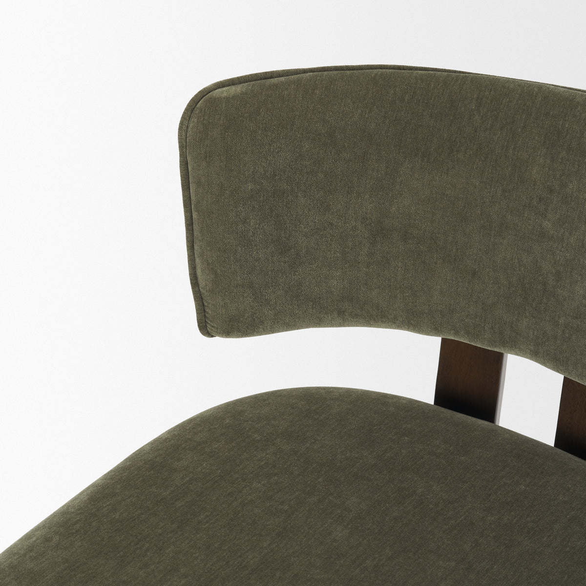 Soho Open Back 35.3in Seat Counter Stool | Olive Fabric w/ Brown Wood from Mercana - Luna Furniture