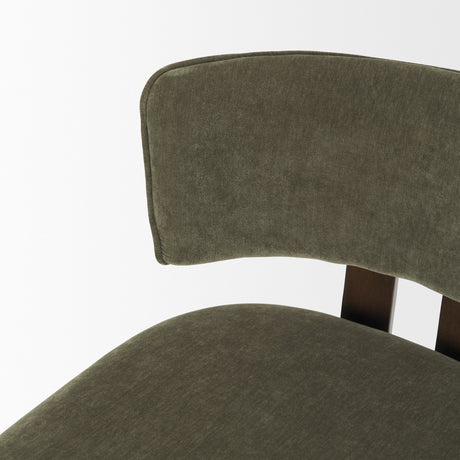 Soho Open Back 35.3in Seat Counter Stool | Olive Fabric w/ Brown Wood from Mercana - Luna Furniture
