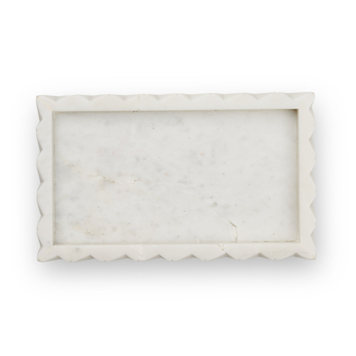 Camellia Rectangular White Marble Scalloped Tray from Mercana - Luna Furniture