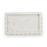 Camellia Rectangular White Marble Scalloped Tray from Mercana - Luna Furniture