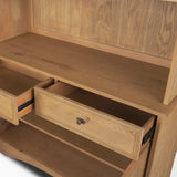 Carrington 85" Sideboard & Hutch | Brown Oak Wood w/ Brass Hardware from Mercana - Luna Furniture