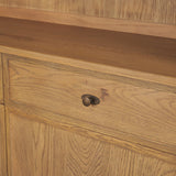 Carrington 85" Sideboard & Hutch | Brown Oak Wood w/ Brass Hardware from Mercana - Luna Furniture