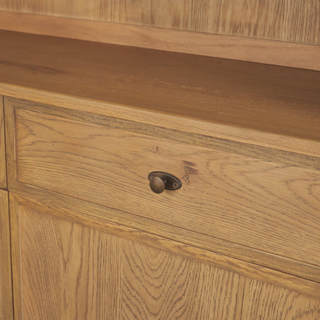 Carrington 85" Sideboard & Hutch | Brown Oak Wood w/ Brass Hardware from Mercana - Luna Furniture