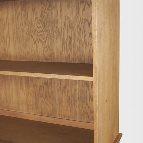 Carrington 85" Sideboard & Hutch | Brown Oak Wood w/ Brass Hardware from Mercana - Luna Furniture