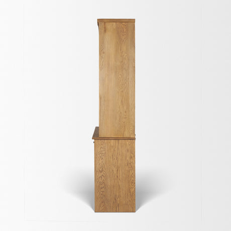 Carrington 85" Sideboard & Hutch | Brown Oak Wood w/ Brass Hardware from Mercana - Luna Furniture