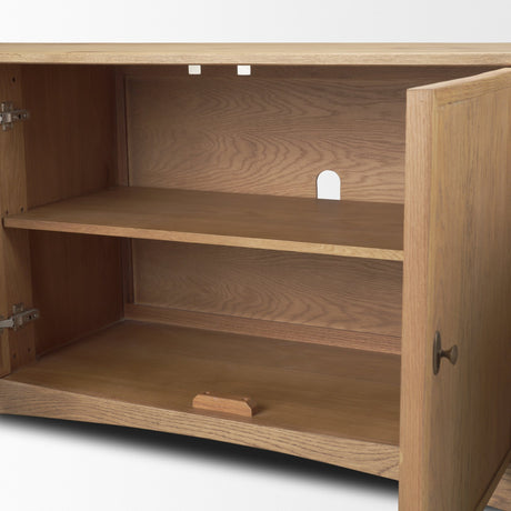 Carrington 82" 4 Door Closed Sideboard | Brown Oak Wood w/ Brass Hardware from Mercana - Luna Furniture