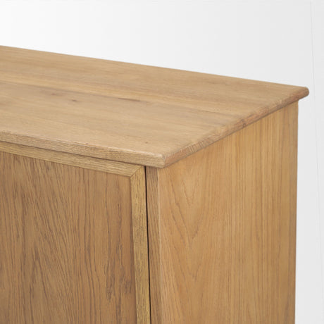 Carrington 82" 4 Door Closed Sideboard | Brown Oak Wood w/ Brass Hardware from Mercana - Luna Furniture