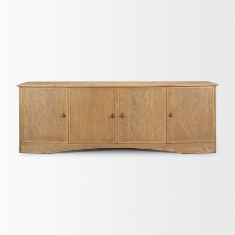 Carrington 82" 4 Door Closed Sideboard | Brown Oak Wood w/ Brass Hardware from Mercana - Luna Furniture