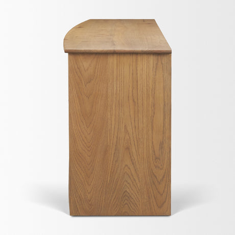 Carrington 82" 4 Door Closed Sideboard | Brown Oak Wood w/ Brass Hardware from Mercana - Luna Furniture
