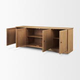 Carrington 82" 4 Door Closed Sideboard | Brown Oak Wood w/ Brass Hardware from Mercana - Luna Furniture