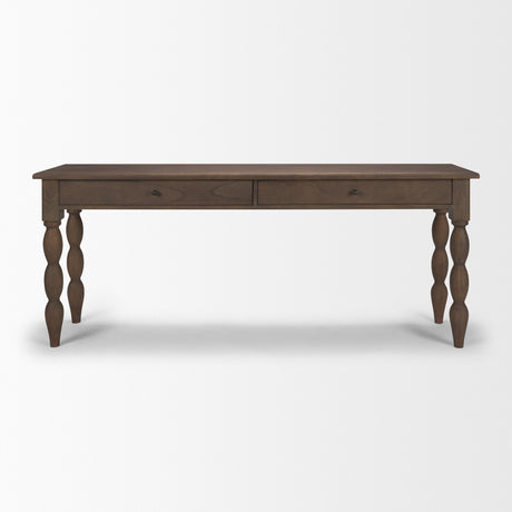 Angeline Spool Turned Console Table | Dark Brown Wood | 2 Drawers from Mercana - Luna Furniture