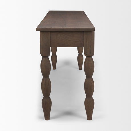 Angeline Spool Turned Console Table | Dark Brown Wood | 2 Drawers from Mercana - Luna Furniture