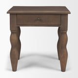 Angeline Spool Turned End Table | Dark Brown Wood | 1 Drawer from Mercana - Luna Furniture