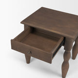 Angeline Spool Turned End Table | Dark Brown Wood | 1 Drawer from Mercana - Luna Furniture