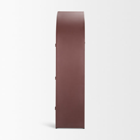 Rousseau Arched Curio Cabinet w/ Glass Doors | Burgundy Metal from Mercana - Luna Furniture