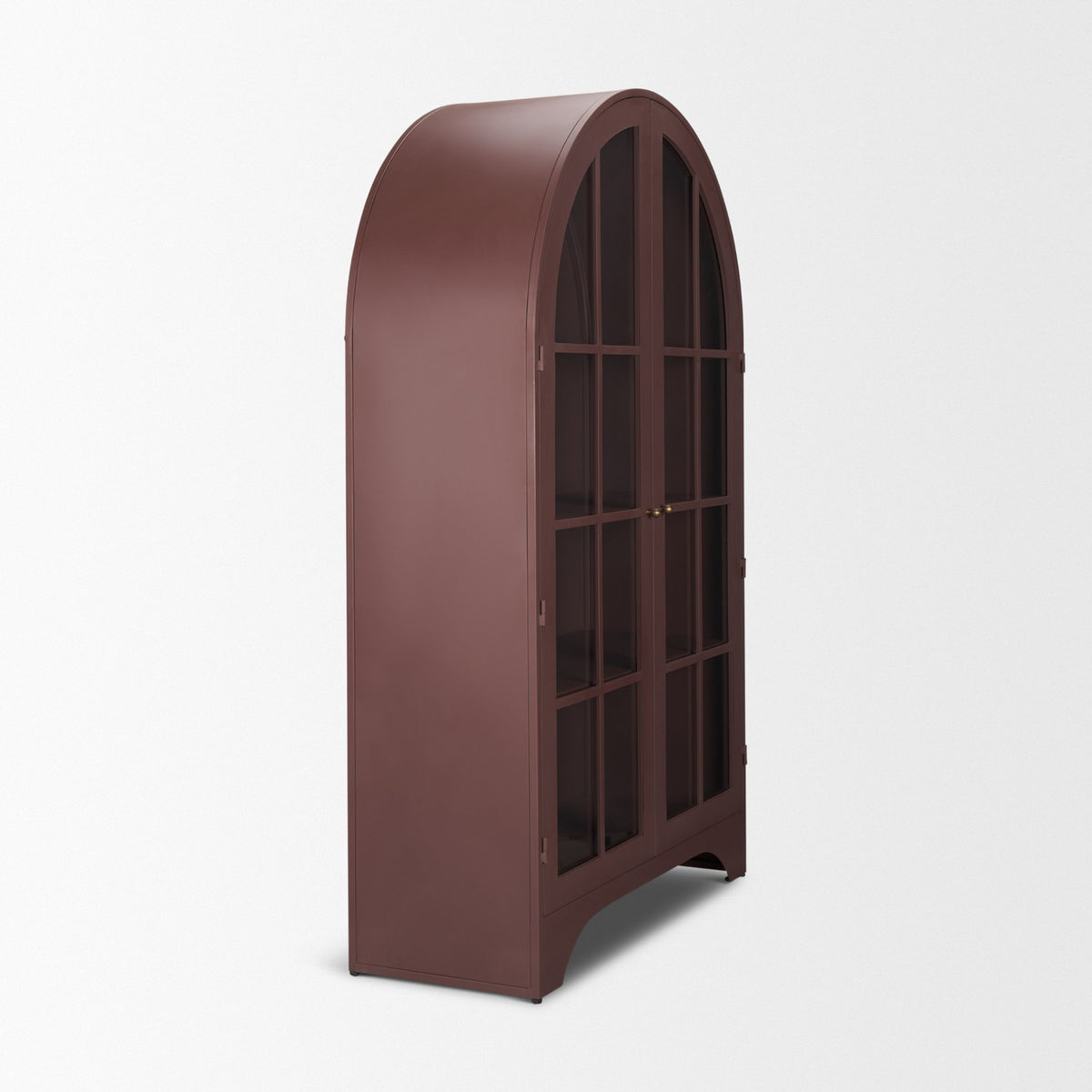Rousseau Arched Curio Cabinet w/ Glass Doors | Burgundy Metal from Mercana - Luna Furniture