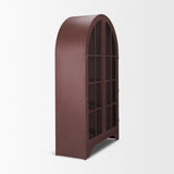Rousseau Arched Curio Cabinet w/ Glass Doors | Burgundy Metal from Mercana - Luna Furniture