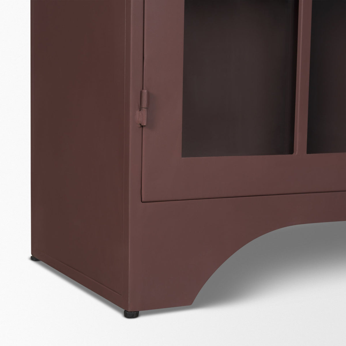 Rousseau Arched Curio Cabinet w/ Glass Doors | Burgundy Metal from Mercana - Luna Furniture