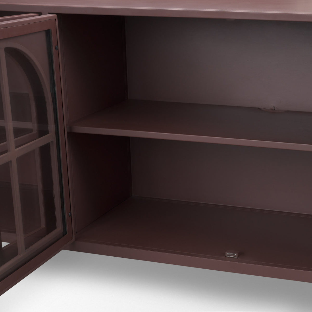 Rousseau 4 Door Closed Sideboard | Arched Glass | Burgundy Metal from Mercana - Luna Furniture
