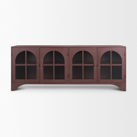 Rousseau 4 Door Closed Sideboard | Arched Glass | Burgundy Metal from Mercana - Luna Furniture