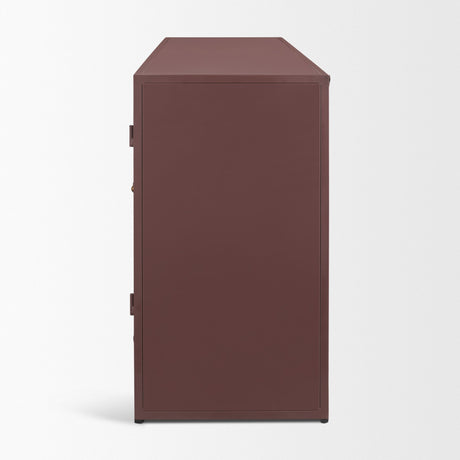 Rousseau 4 Door Closed Sideboard | Arched Glass | Burgundy Metal from Mercana - Luna Furniture