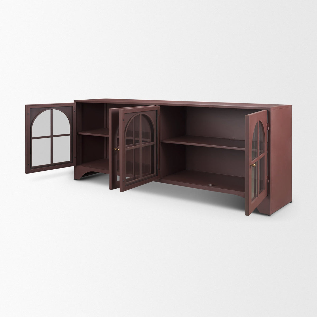 Rousseau 4 Door Closed Sideboard | Arched Glass | Burgundy Metal from Mercana - Luna Furniture