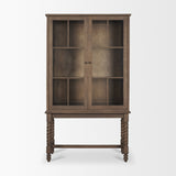 Cromwell Spiral Turned Display Cabinet | Mid-Brown Wood from Mercana - Luna Furniture