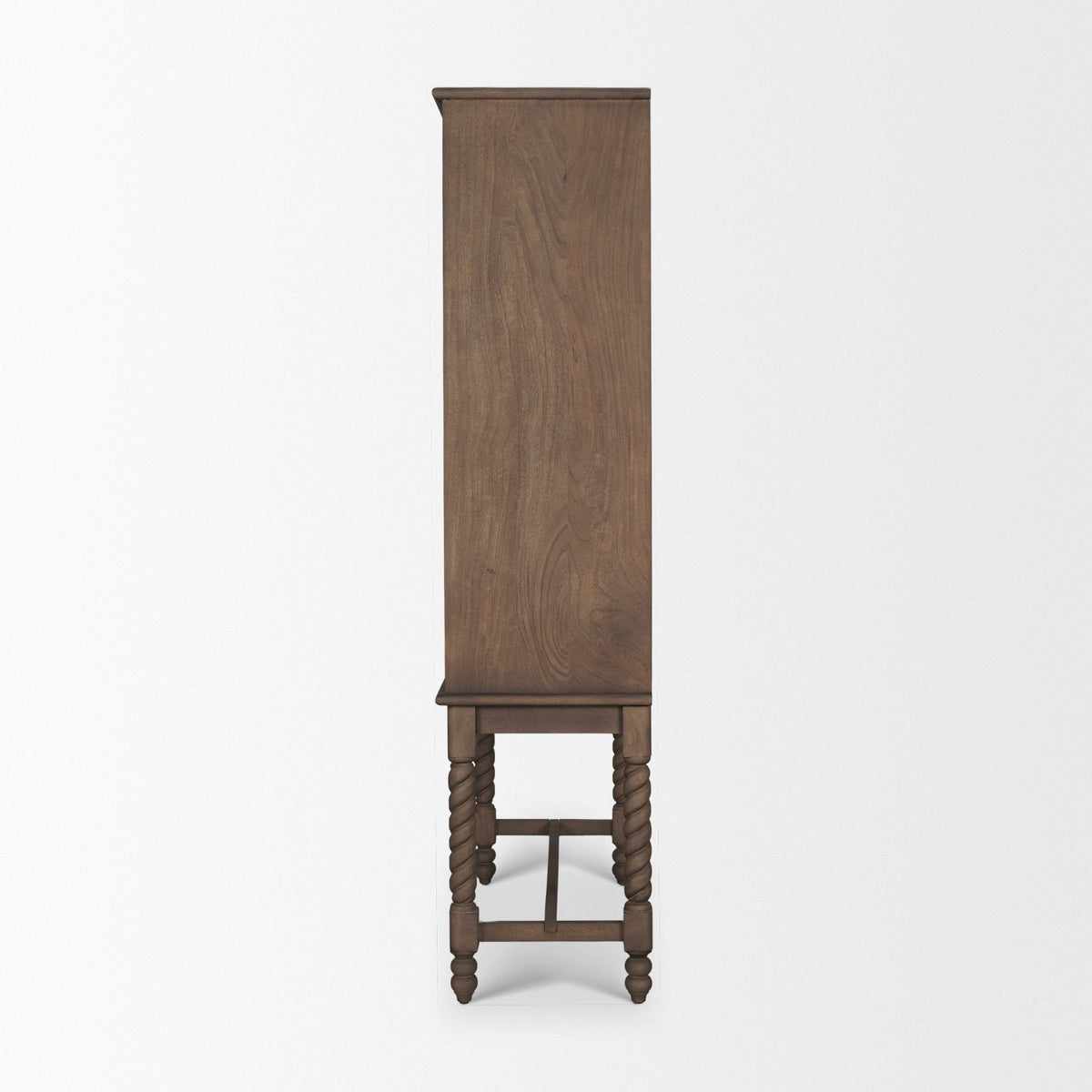 Cromwell Spiral Turned Display Cabinet | Mid-Brown Wood from Mercana - Luna Furniture
