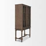 Cromwell Spiral Turned Display Cabinet | Mid-Brown Wood from Mercana - Luna Furniture