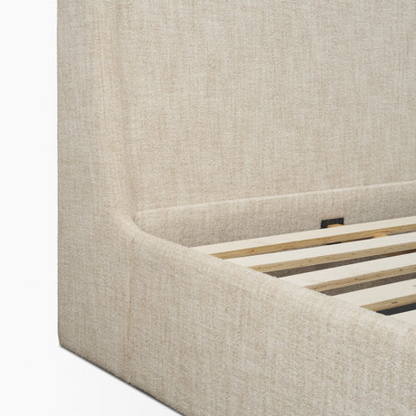 Solene King Upholstered Bedframe w/ Footbed | Curved Headboard | Oatmeal Fabric from Mercana - Luna Furniture