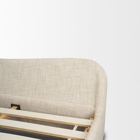 Solene King Upholstered Bedframe w/ Footbed | Curved Headboard | Oatmeal Fabric from Mercana - Luna Furniture