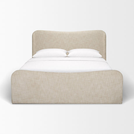 Solene King Upholstered Bedframe w/ Footbed | Curved Headboard | Oatmeal Fabric from Mercana - Luna Furniture