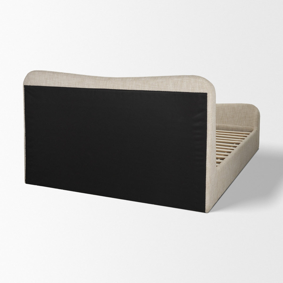 Solene King Upholstered Bedframe w/ Footbed | Curved Headboard | Oatmeal Fabric from Mercana - Luna Furniture