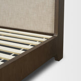 Holden King Upholstered Bedframe | Shelter Headboard | Oatmeal Performance Fabric from Mercana - Luna Furniture