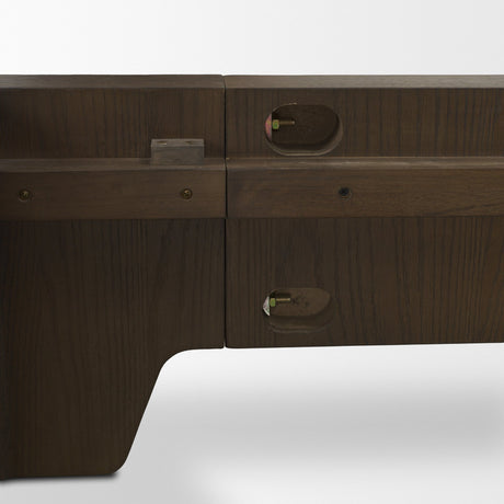 Holden King Upholstered Bedframe | Shelter Headboard | Oatmeal Performance Fabric from Mercana - Luna Furniture