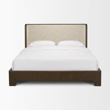 Holden King Upholstered Bedframe | Shelter Headboard | Oatmeal Performance Fabric from Mercana - Luna Furniture
