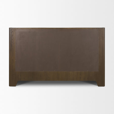 Holden King Upholstered Bedframe | Shelter Headboard | Oatmeal Performance Fabric from Mercana - Luna Furniture