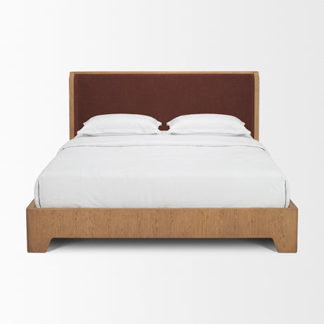 Holden King Upholstered Bedframe | Shelter Headboard | Burgundy Performance Fabric from Mercana - Luna Furniture
