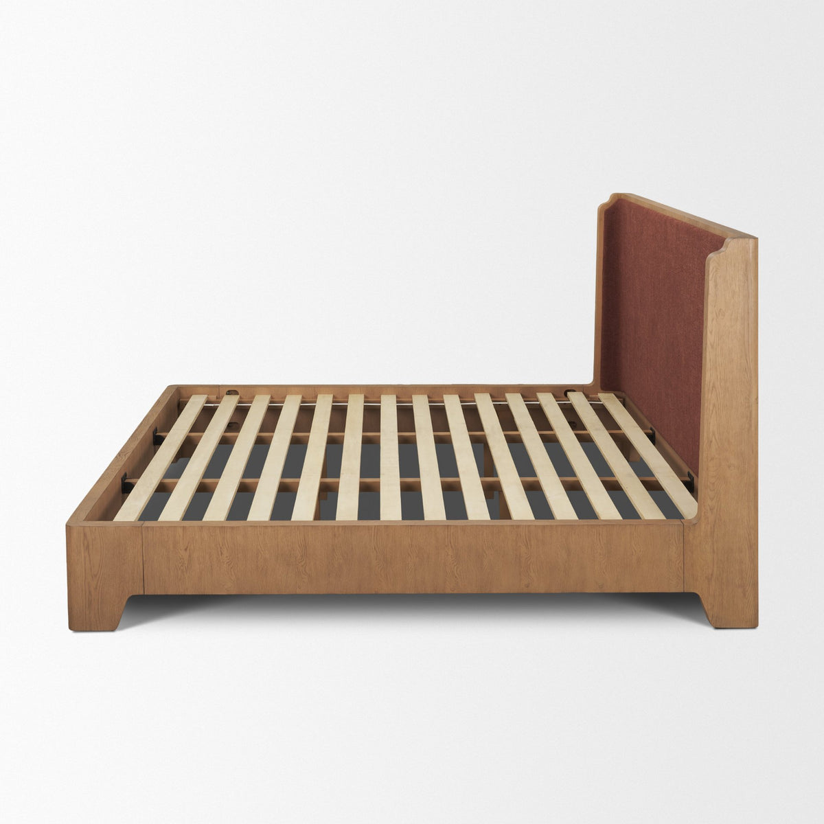 Holden King Upholstered Bedframe | Shelter Headboard | Burgundy Performance Fabric from Mercana - Luna Furniture