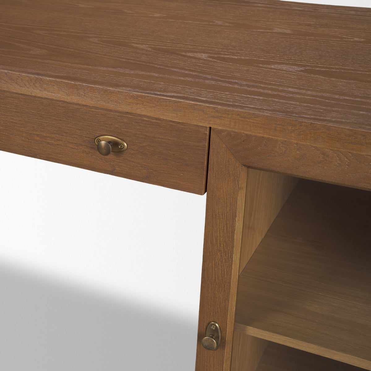Winsford Two-Tone Oak Writing Desk w/ Glass Doors from Mercana - Luna Furniture