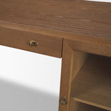 Winsford Two-Tone Oak Writing Desk w/ Glass Doors from Mercana - Luna Furniture